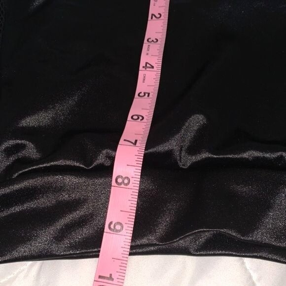 Heart & Hips Black Shiny Cropped Tank Top With Mesh Panels & Adjustable Straps - - Picture 7 of 7